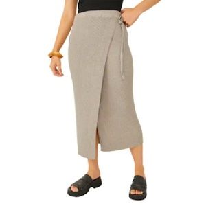 Free People Borderline Knit Wrap Midi Skirt